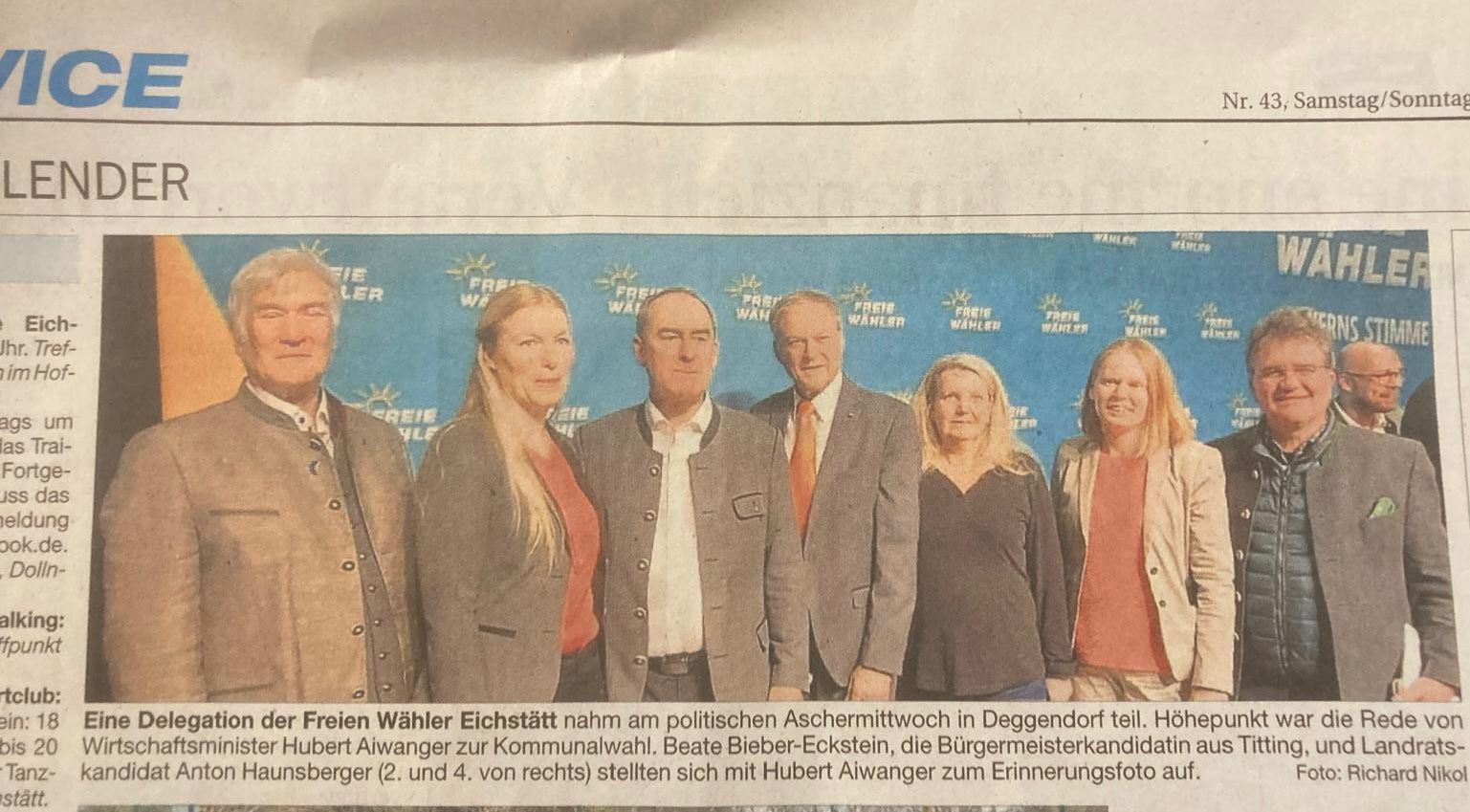 Freie Wählerdelegation am Politischen Aschermittwoch in Deggendorf